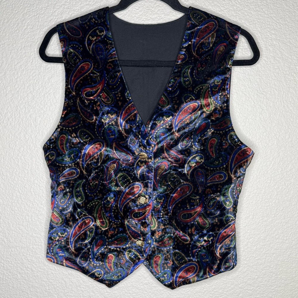Handmade paisley print velvet vest